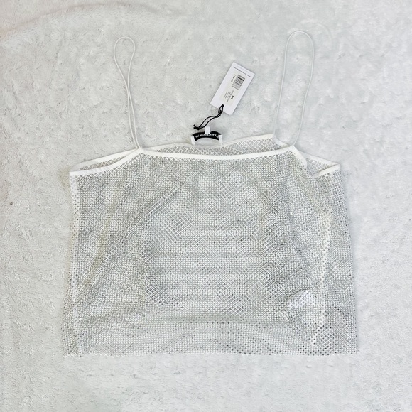 NWT- WeWoreWhat x Revolve Crystal Mesh Cami Top - Picture 4 of 10